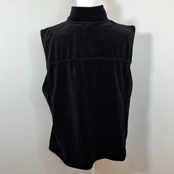 Vintage Y2K Black Velour Velveteen Zip Up Sleeveless Shirt Top Vest Size Large - Picture 3 of 8
